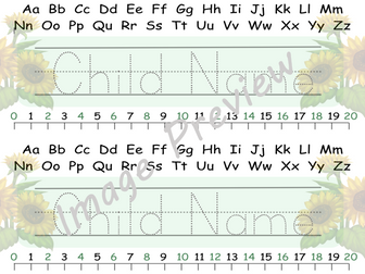 Sunflower Table Strips- Name, Alphabet & Number