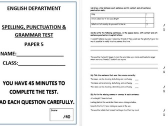 Spelling, punctuation and grammar test - Paper 5