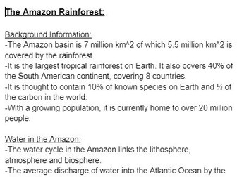 Amazon Rainforest - Case Study AQA A Level Geography Water + Carbon Cycles