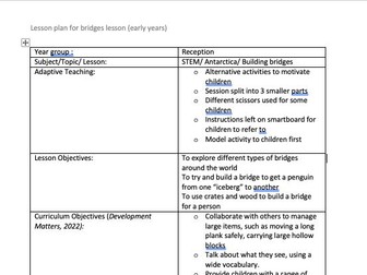 Early years bridges Lesson Plan & PPT