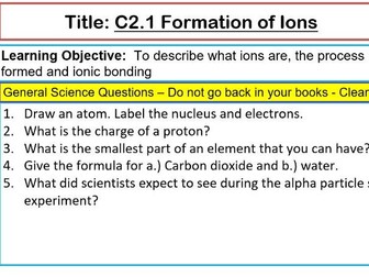 AQA Chemistry C2.1 Formation of ions and ionic bonding