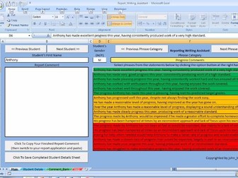 Report Writing Spreadsheet/ Software
