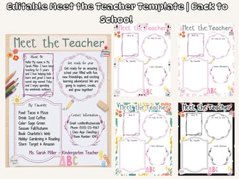 Editable Meet the Teacher Template | Back to School Night Introduction Letter & Handout