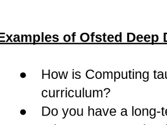 Ofsted Deep Dive Questions for Computing