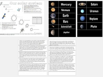 Planets in our Solar System Card sort and accompanying worksheet.
