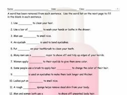 Health-Personal Hygiene Missing Word