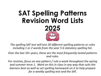 Y6 Spelling SAT 2025 Wordlists to Learn