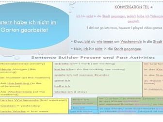 German routine present and past. Includes interactive conversation.