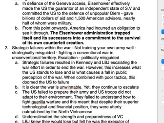 D1 / A**  Was the US Politically / Strategtically Misguided in the Vietnam War - Full Essay Plan