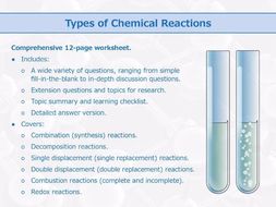 Types of Chemical Reactions [Worksheet] | Teaching Resources