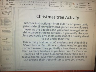 Year 13 Biology Christmas Tree Activity