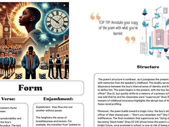 GCSE Analysis sheet with questions on Thirteen by Caleb Femi