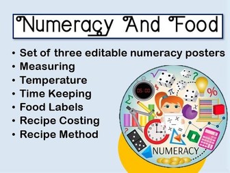 Numeracy Posters Food and Nutrition/Hospitality and Catering/Food Technology