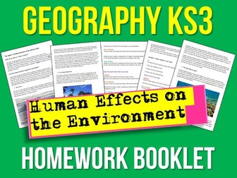 Humans + Environment Homework Booklet