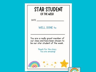 Star Student A6 Note - to send home