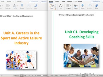 BTEC L3 Sports Coaching and Development Units A & C1 Resource Bundle