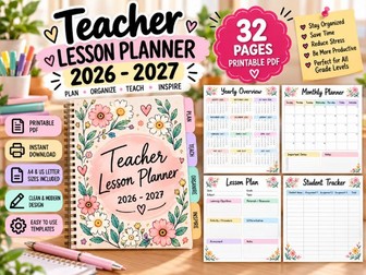 Teacher Lesson Planner 2026-2027 PDF (UK)