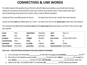 GCSE French Higher Writing - Connectives and Link Words