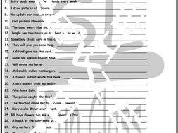Passive versus Active Voice 1 Page BW Worksheet
