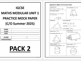 IGCSE MATHS 1H MODULAR REALISTIC EXAM PAPER V2