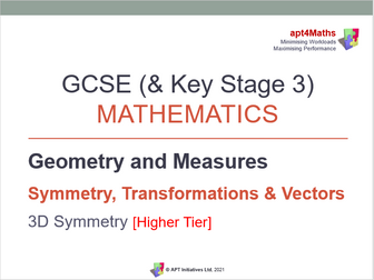 apt4Maths: PowerPoint (Lesson 3 of 10) on Symmetry, Transformations & Vectors - 3D SYMMETRY