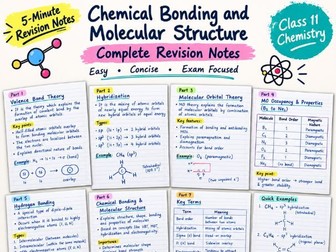 Chemical Bonding and Molecular Structure | Chemistry | 5-Minute Revision Notes