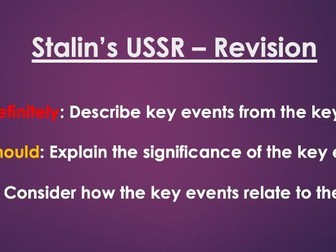 Russia Stalin's USSR Revision Summary KI3 AQA 1A