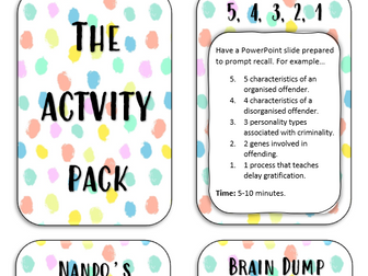 Lesson activity idea cards