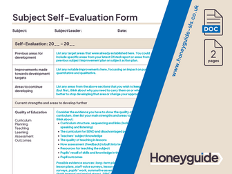 Subject Leader Self Evaluation Form (SEF)