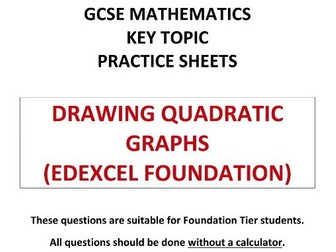 GCSE 9-1 Maths Exam Style Questions on Drawing Quadratic Graphs (Edexcel Foundation)