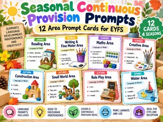 EYFS Continuous Provision Sentence Stems | Autumn, Spring & Summer | Oracy & Language Prompts