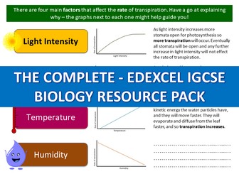 THE COMPLETE EDEXCEL IGCSE BIOLOGY RESOURCE PACK : An entire set of lessons for the whole course