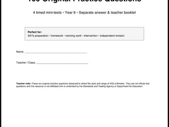 Year 6 KS2 Arithmetic Practice Pack – 100 Questions + Answers | SATs Revision