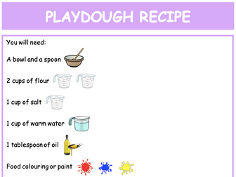 Playdough recipe poster (child friendly)