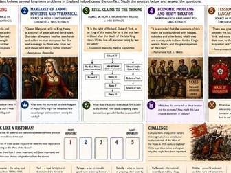 Y7 Causes of the Wars of the Roses Worksheet