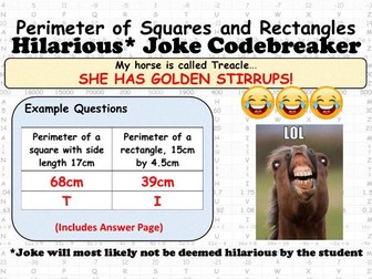 Perimeter of Squares and Rectangles Codebreaker