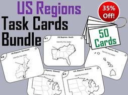 Five Regions of the United States Task Cards Bundle