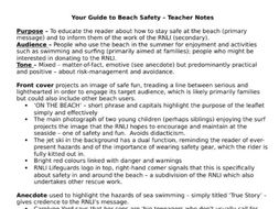 IGCSE Anthology Teacher Notes for Touching the Void, Passage to Africa and Your Guide to Beach Safety.