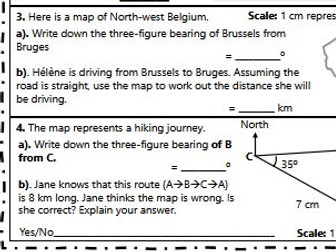 GCSE Maths Scale and Bearings Exam Qs