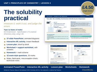 Edexcel IGCSE Chemistry Unit 1 – Principles of Chemistry: Lesson 4, Solubility Practical (1.7C)