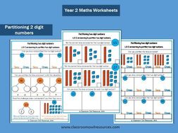 year 2 maths partitioning 2 digit numbers differentiated worksheets