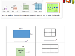 Area of rectangles and squares worksheet (editable and pdf). Counting