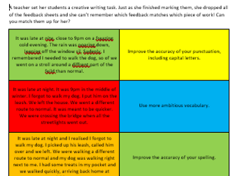 KS3 and 4 Creative Writing Feedback Task