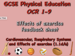 GCSE OCR PE (1.1d/e) effects of exercise feedback sheet