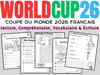Coupe du Monde 2026 ( World Cup ) Activities - KS3 French | Word Search, Reading , Writing Pack
