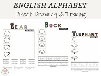 A-Z Direct Drawing and Tracing Worksheets | Animal Themed
