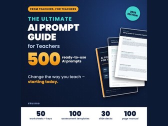 AI Prompts for Teachers – 500 ChatGPT Prompts + Worksheets, Rubrics & Slides