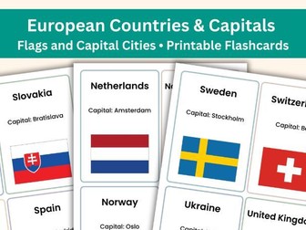 European Countries Flashcards | Countries, Capitals and Flags | Geography Resource