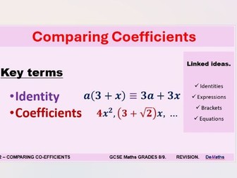 Comparing Coefficients - Revision for Grades 8/9 - PPT