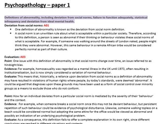 A level psychology AQA psychopathology